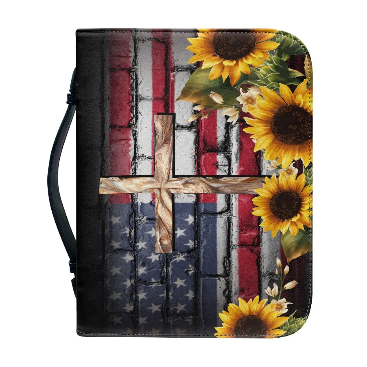 Portable Printing Book Protection Storage Holy Book Cross Sunflower Handbag