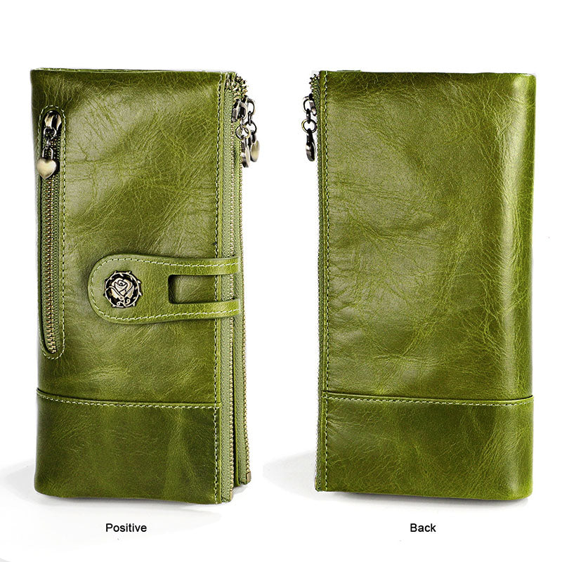 Leather lady vertical wallet cowhide card holder