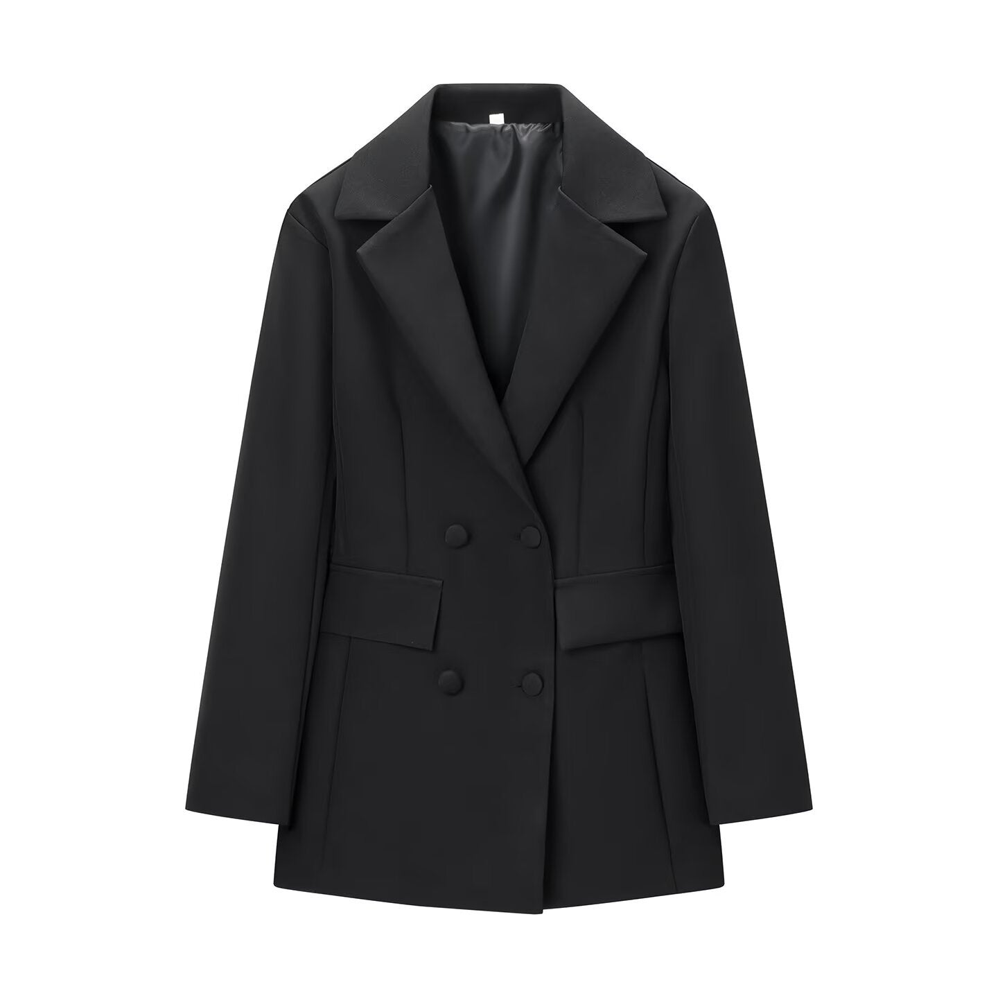 Dyb-V Langærmet Blomsterformet Taljeformet Slank Midi Blazer Til Kvinder