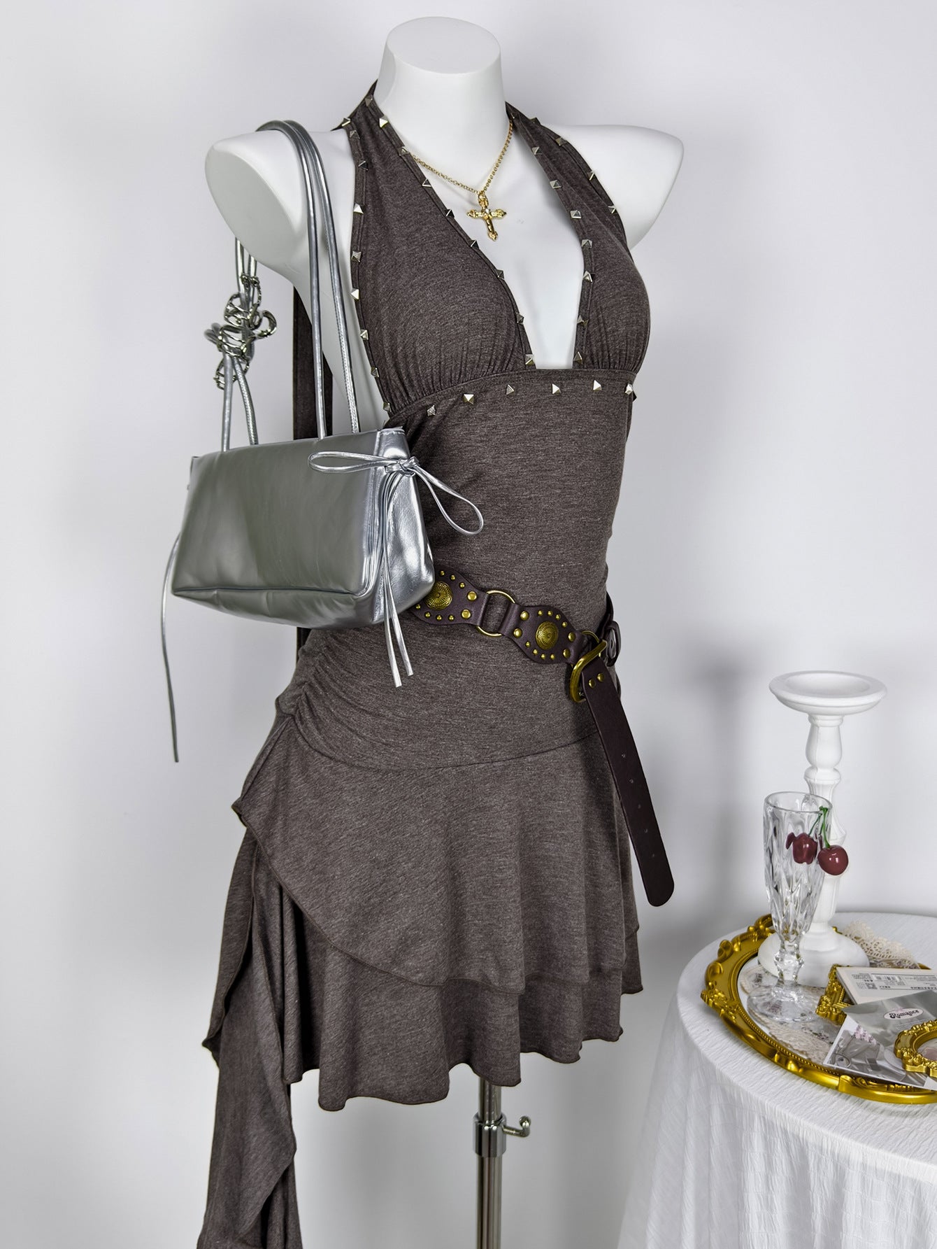 Sexy Halterneck Sleeveless Beaded Dress For Women