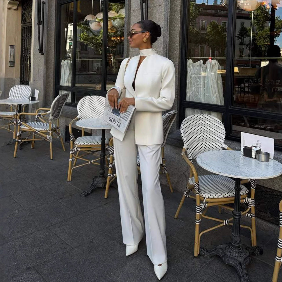 Long-sleeve Jacket And Loose Wide-leg Pants Set