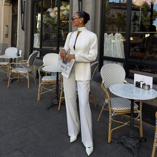 Long-sleeve Jacket And Loose Wide-leg Pants Set