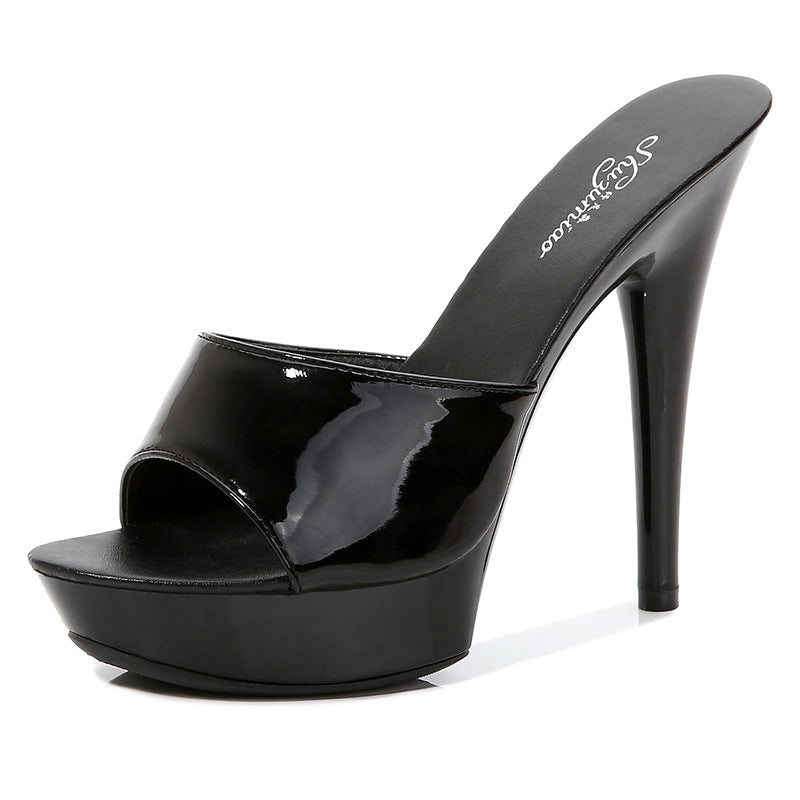 Women's Fashion One Word Strap Stiletto Slippers