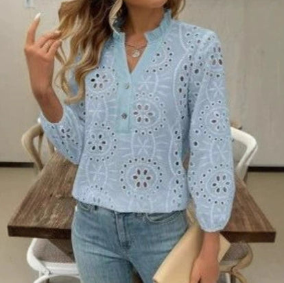 Buttoned Autumn-Season Colorful Casual Womens Shirt