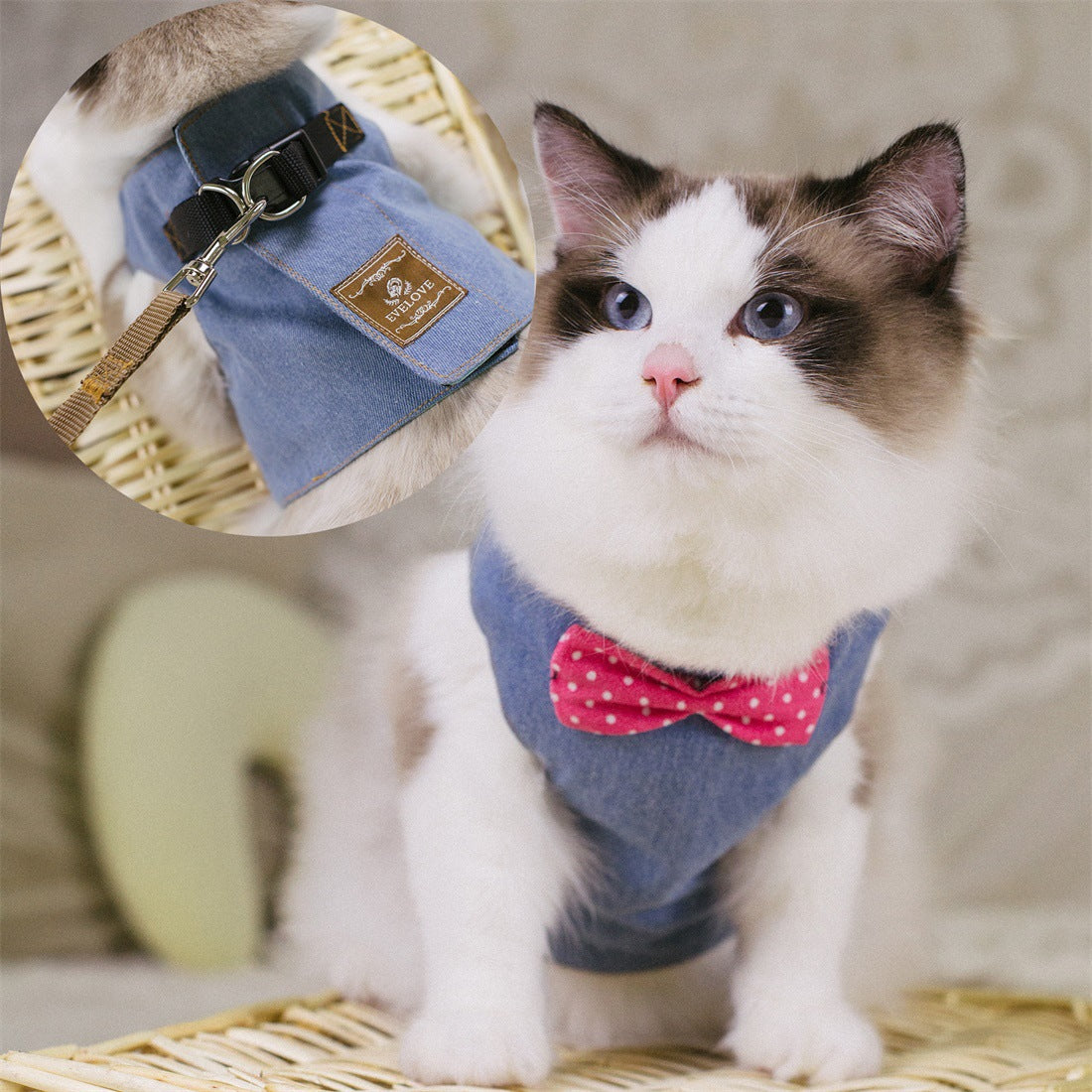 Rope Cat Traction Cat Chest Strap Set Bow