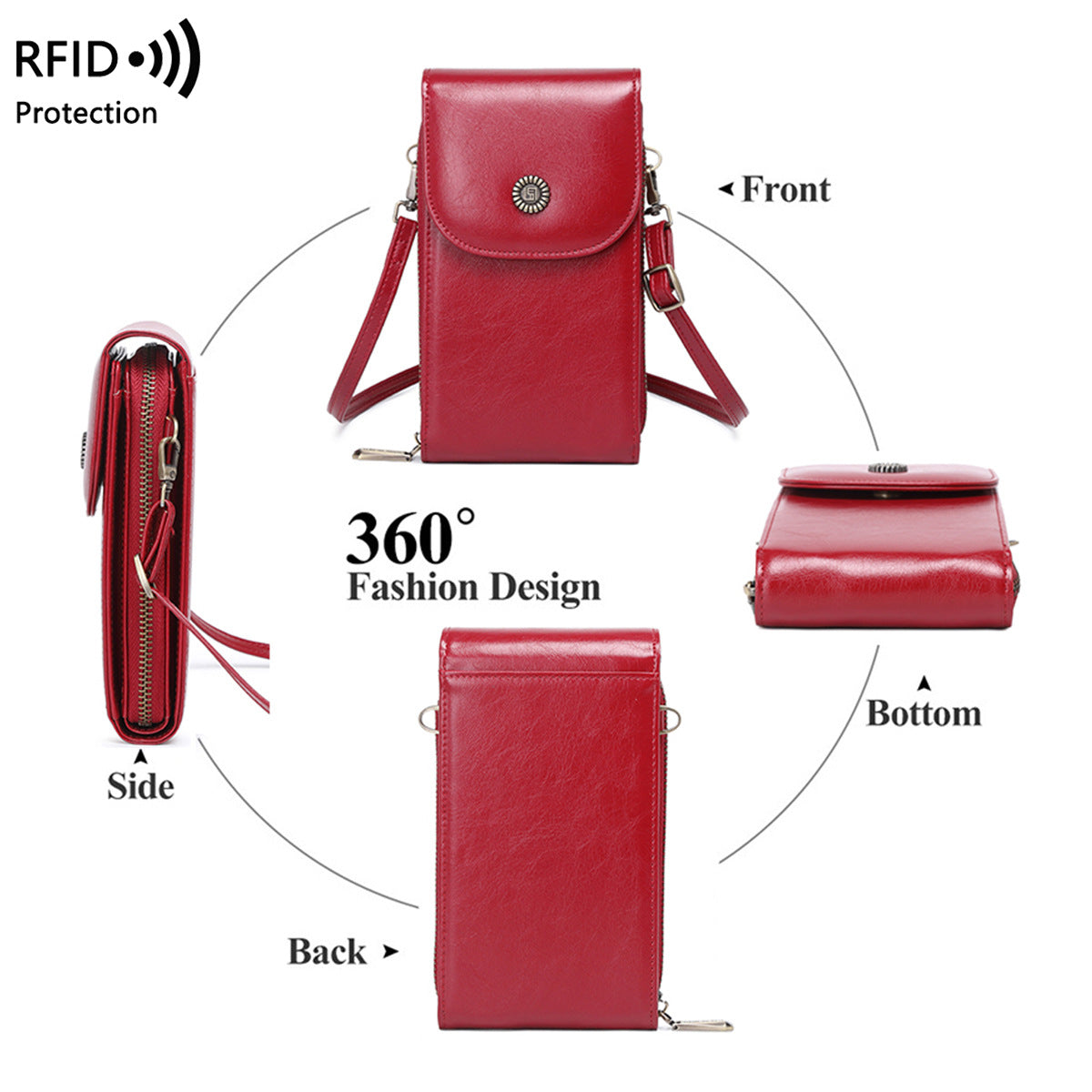 Anti-magnetic Phone Bag Retro Wax Leather Phone Case