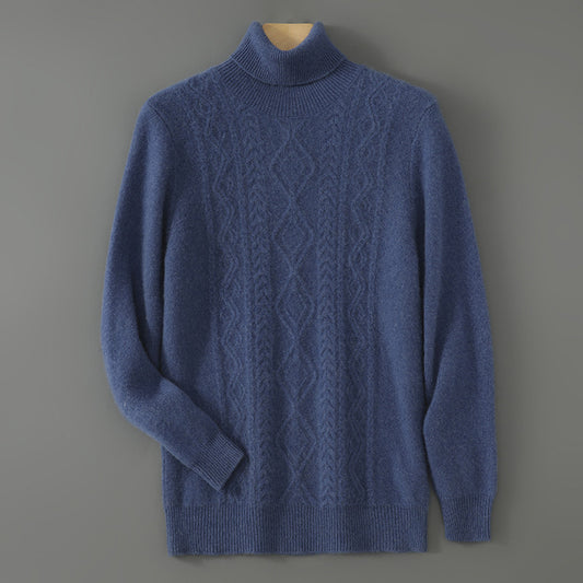 Business-casual High-neck Jacquard Thickened Loose-fitting Pullover Sweater