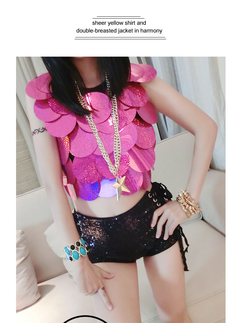 Sequined high waist shorts