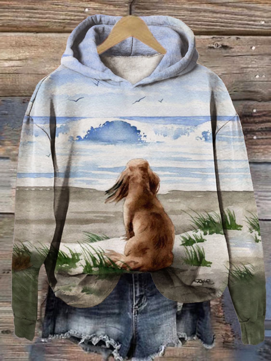 Digital Printing Men's Hoodie Heartbeat Pattern Hooded Sweater