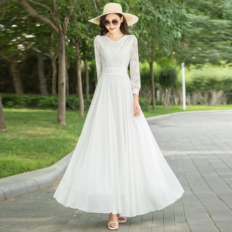 Womens Elegant Lace Hollow-Out Dress New Style