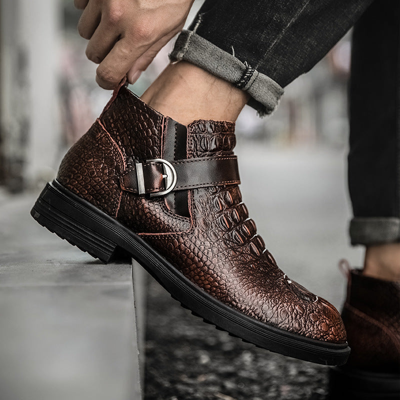 mønstrede høje business casual lædersko
