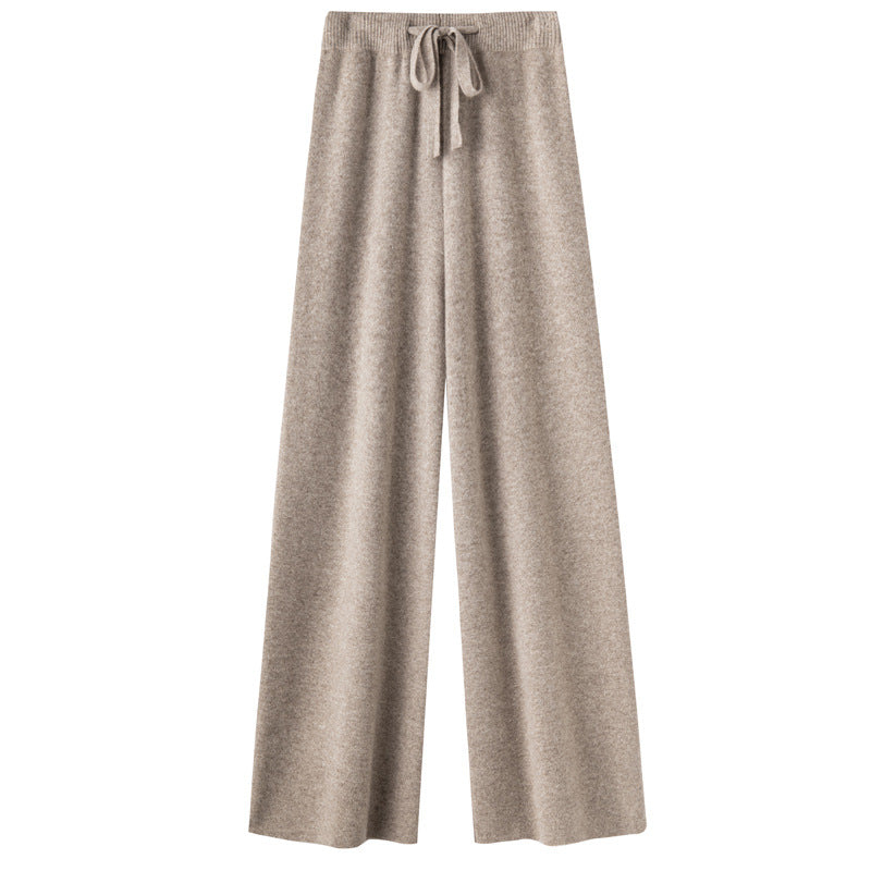 Pure Wool Wide-leg Pants Mid-waist Drooping Slimming Casual