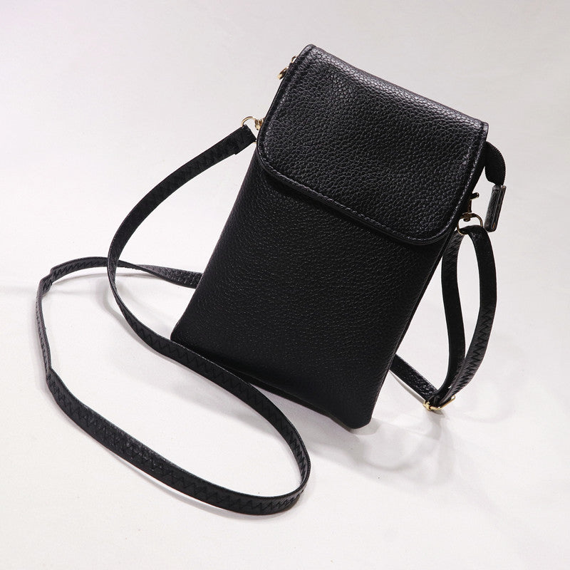 New Style Soft Leather Zipper Mobile Phone Bag For Women
