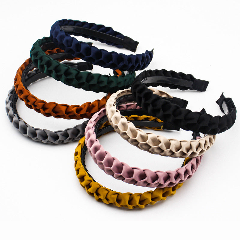 New Korean Fabric Headdress Solid Color Simple Dough-twist Style Plaits Headband