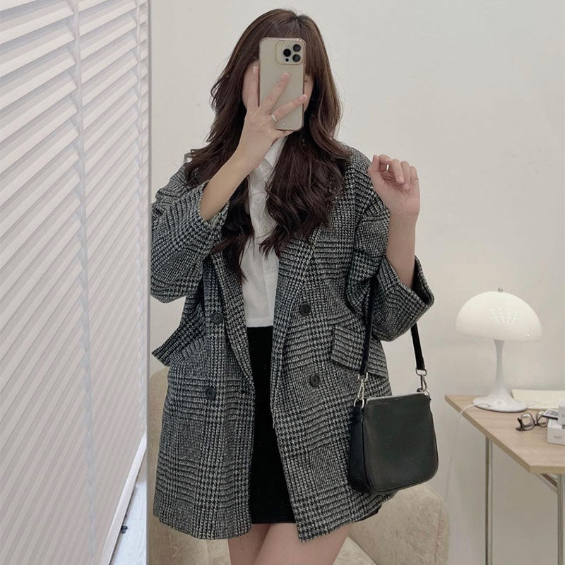 French Vintage Lapel Double-Breasted Loose Versatile Jacket