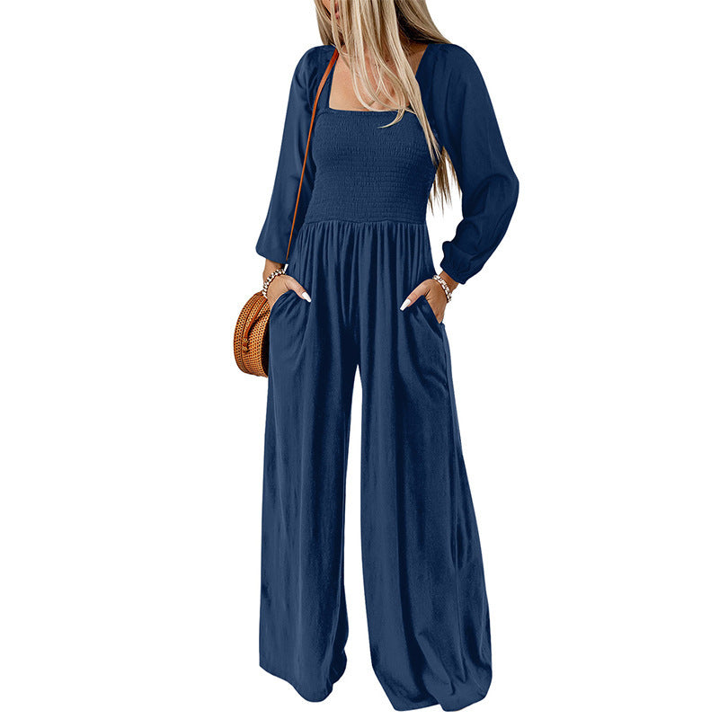 New Solid Color Wide Leg Trousers Women's European And American Thin Simple