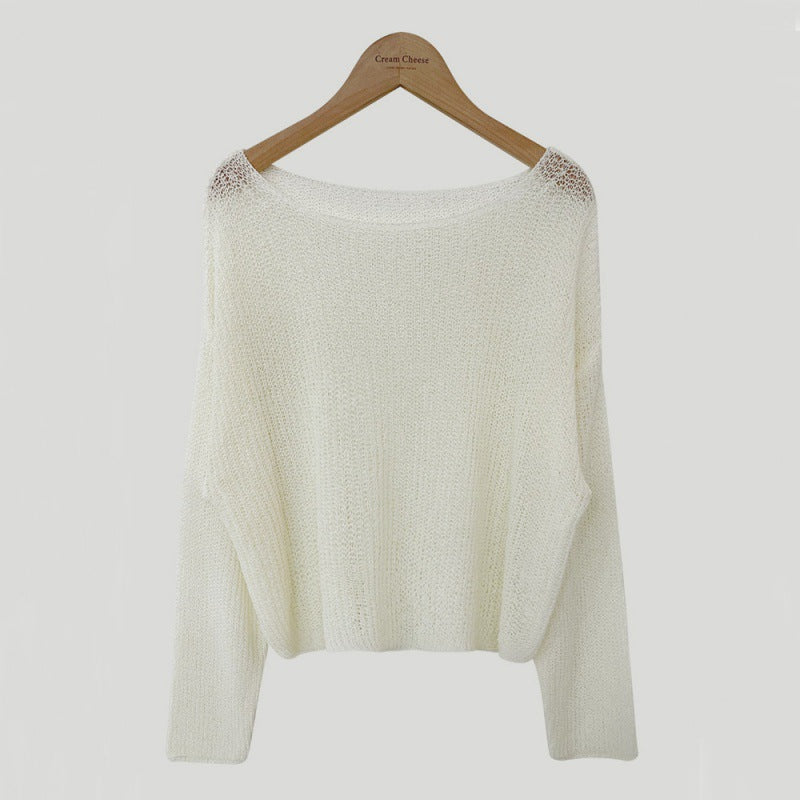 Knitted Sun Protection Shirt Loose Short Loose Pullover Blouse