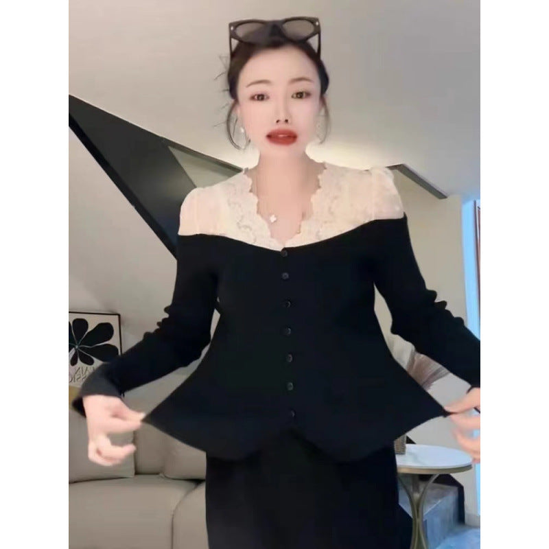 Sexy New Crochet Lace Shoulder Sweater