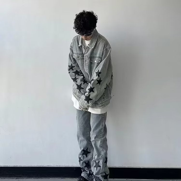Men's Loose Oversize Jacket Leisure Ripped Denim Jacket