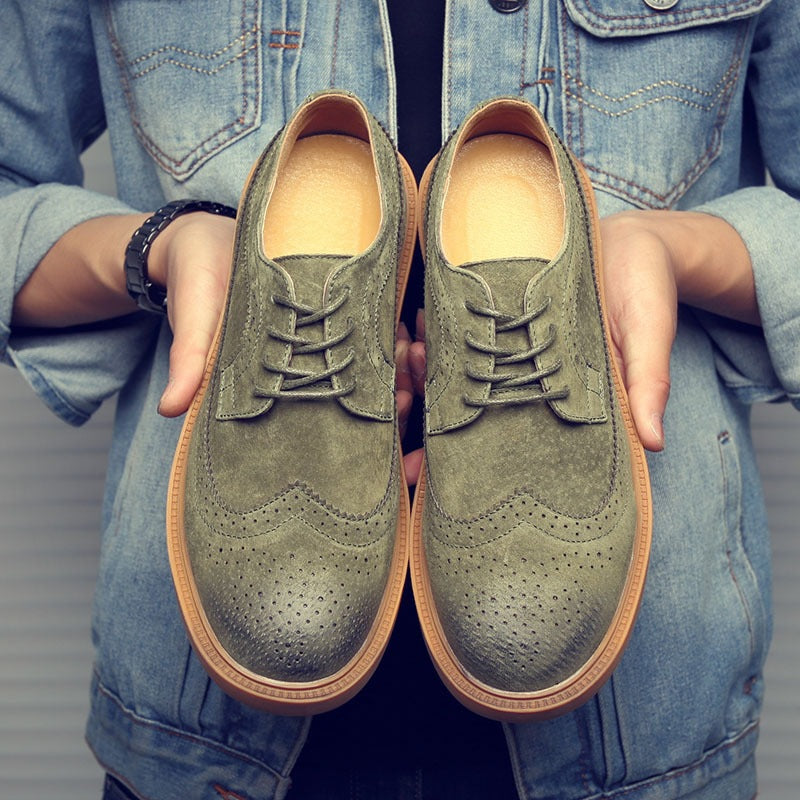 Casual shoes pig leather men's British trendy shoes