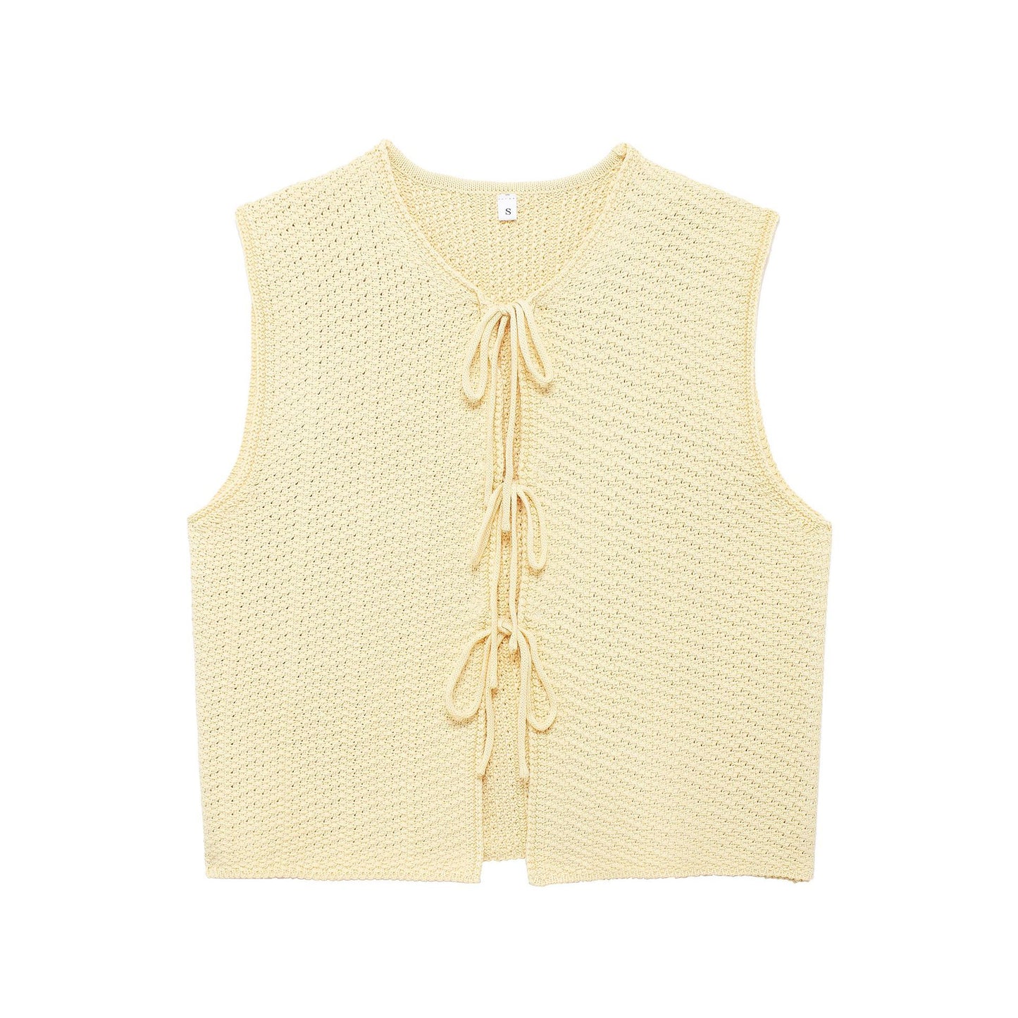 Bow Small V-neck Sleeveless Knitted Vest
