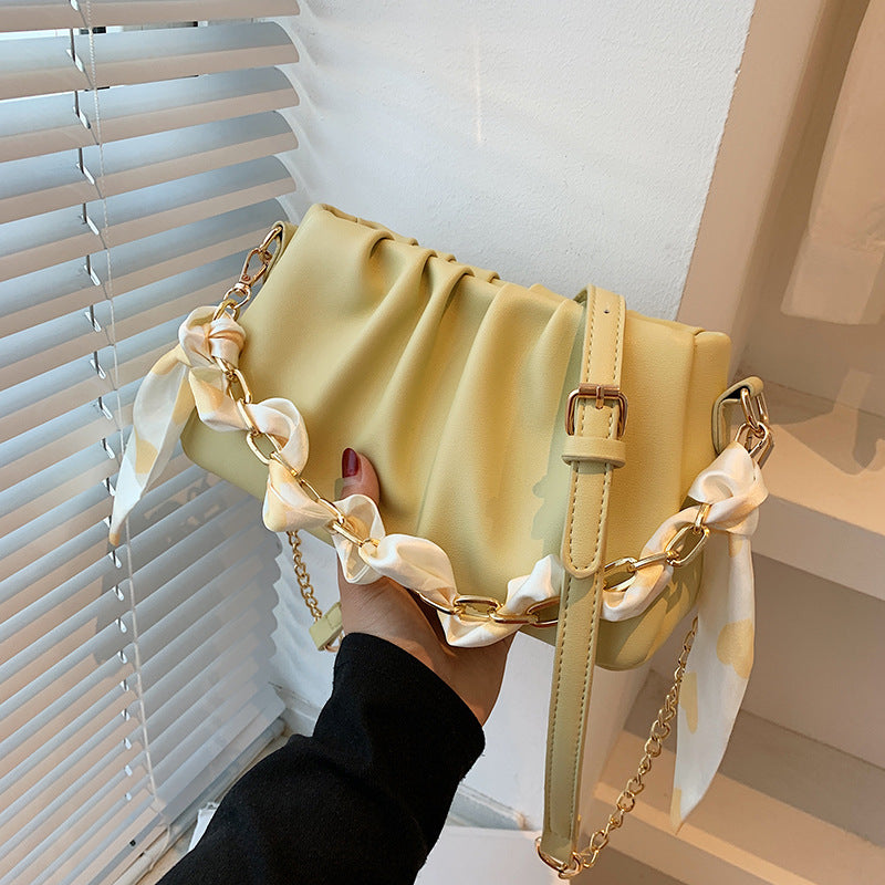 Trendy All-match Niche Design Fold Chain Messenger Small Square Bag