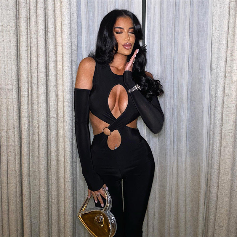 Women's cut-out patchwork bodysuit