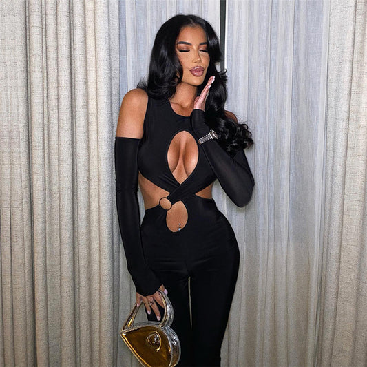 Women's cut-out patchwork bodysuit