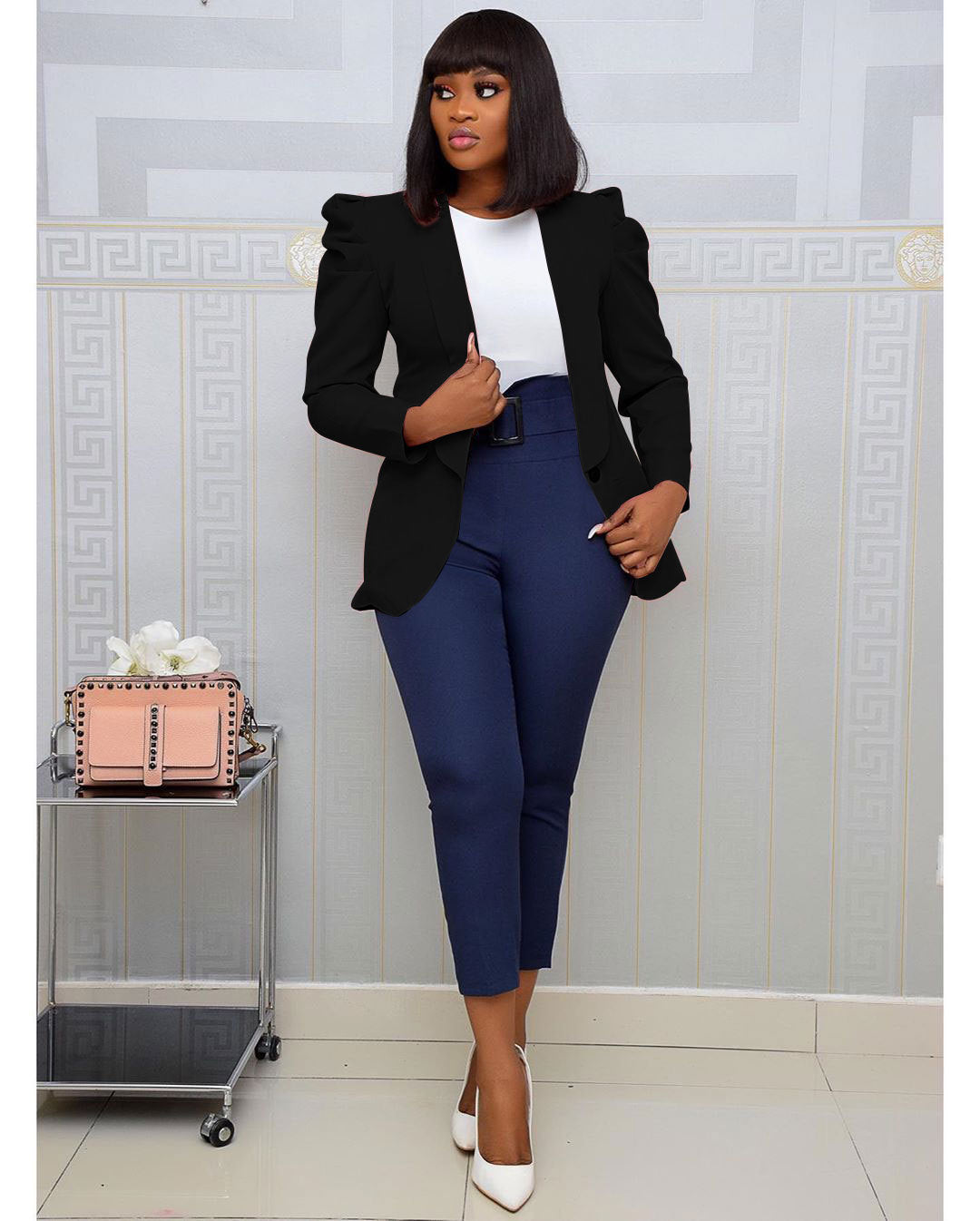 Women's Autumn And Winter New Casual Style Pleated Solid Color Jacket