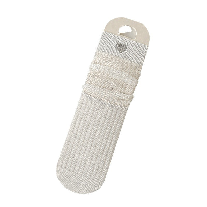 Japanese Ultra-thin Love Embroidery Loose Socks