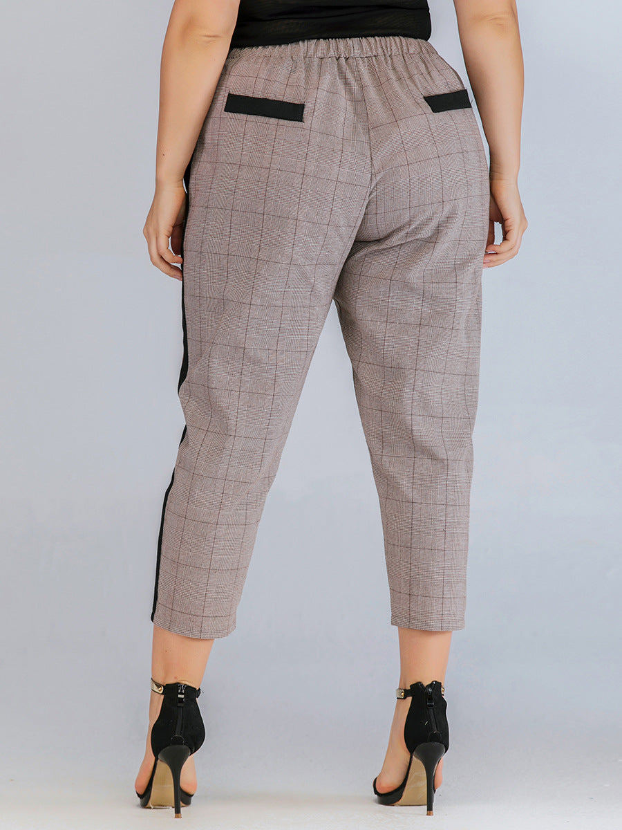 Slim Check Straight Suit Pants