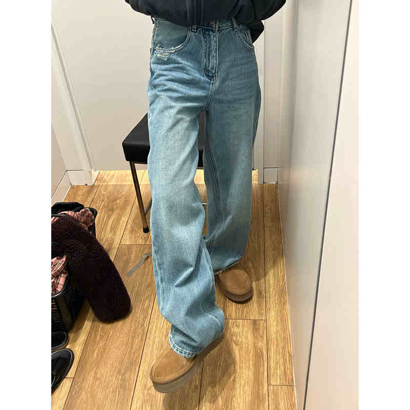 Straight Jeans Women's Retro Loose Plus Size High Waist Wide Leg Pants