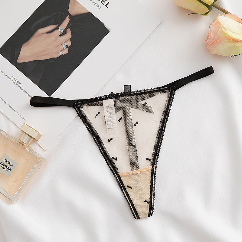 Lace Mesh Rhinestone Alphabet Thongs