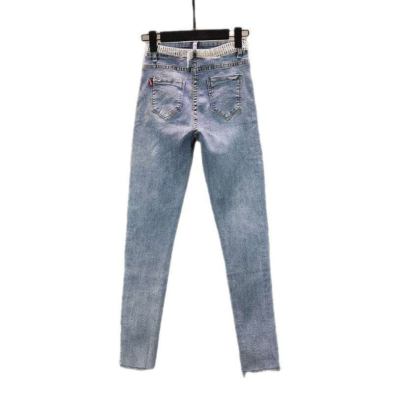 Mode Stræktynde Jeans Med Hotte Rhinestones