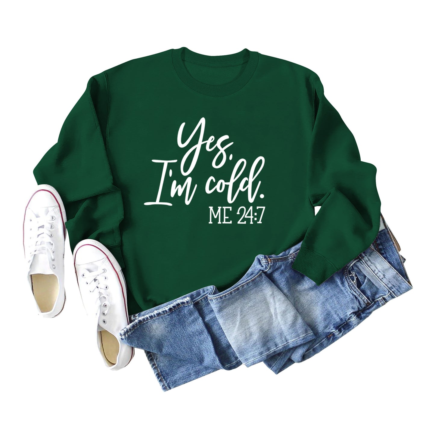 Sweatshirt med Bogstavprint, Rund Hals, Bomuld, Retro Fashion til Kvinder