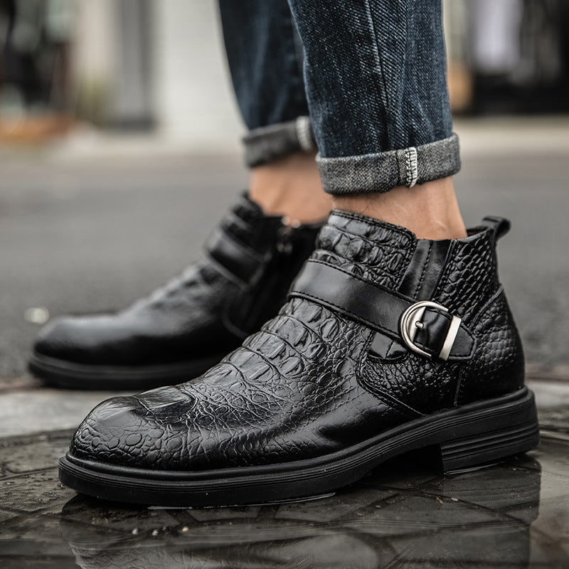 mønstrede høje business casual lædersko