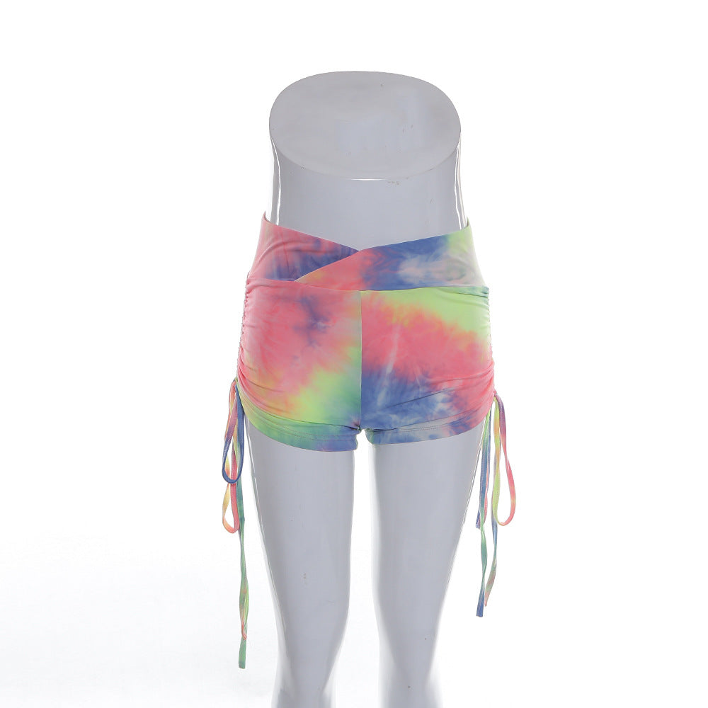 Tie-dye drawstring shorts