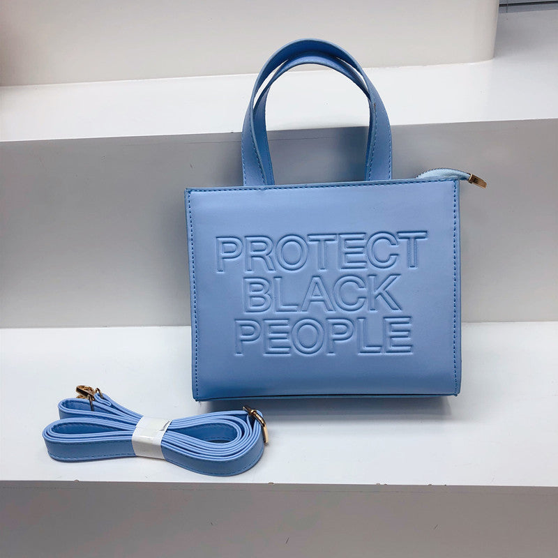 Small Square Bag Simple Casual Texture Shoulder Messenger Bag PU Leather Embossed Letters