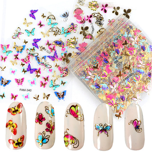 3D tredimensionel manicure bronzer-sticker sommerfugl blomst