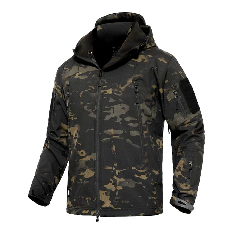 Large-size Softshell Fleece Outdoor Jacket Warm Camouflage For Winter