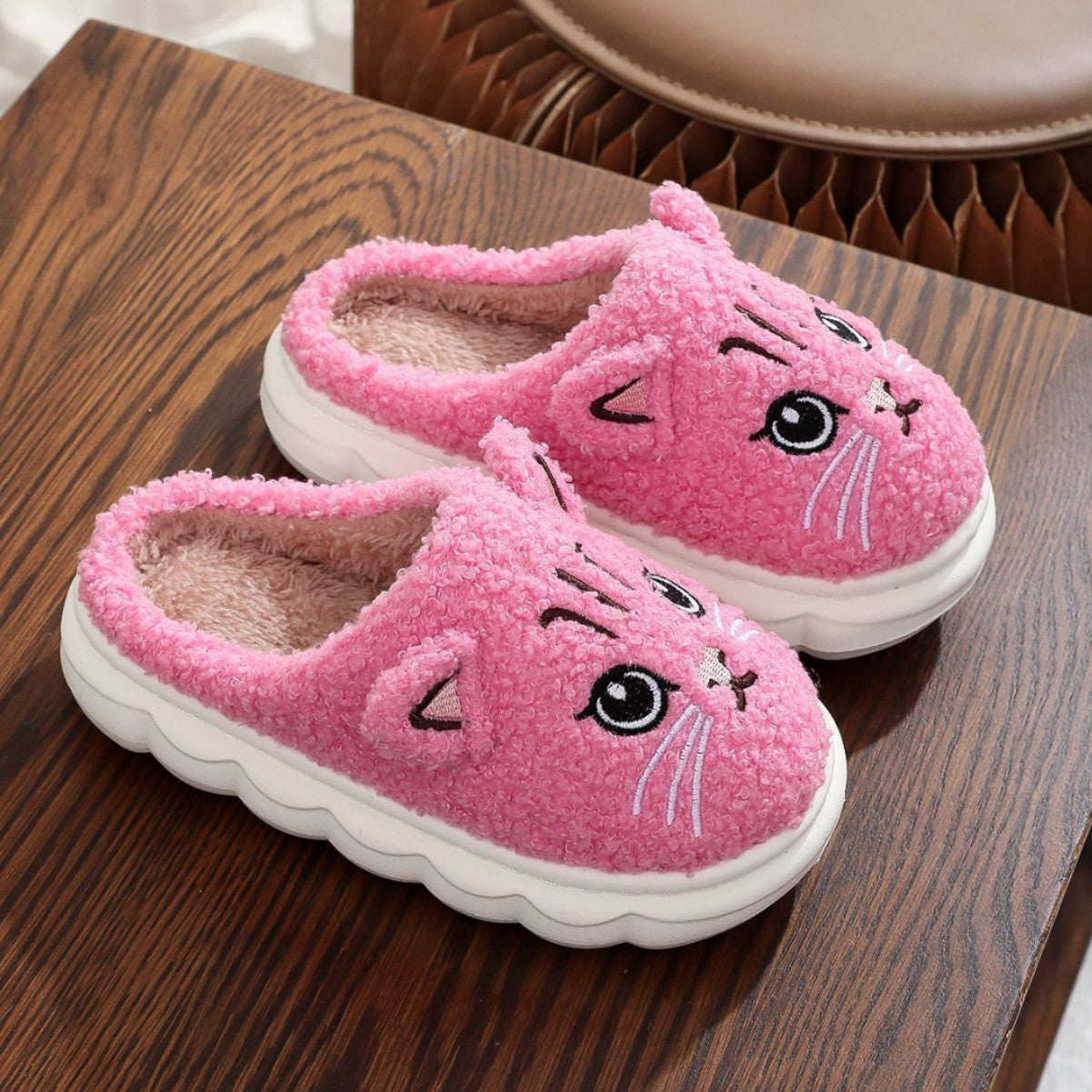 Winter Cartoon Multi-color Cat Fluffy Shoes Home Non-slip Cotton Slippers