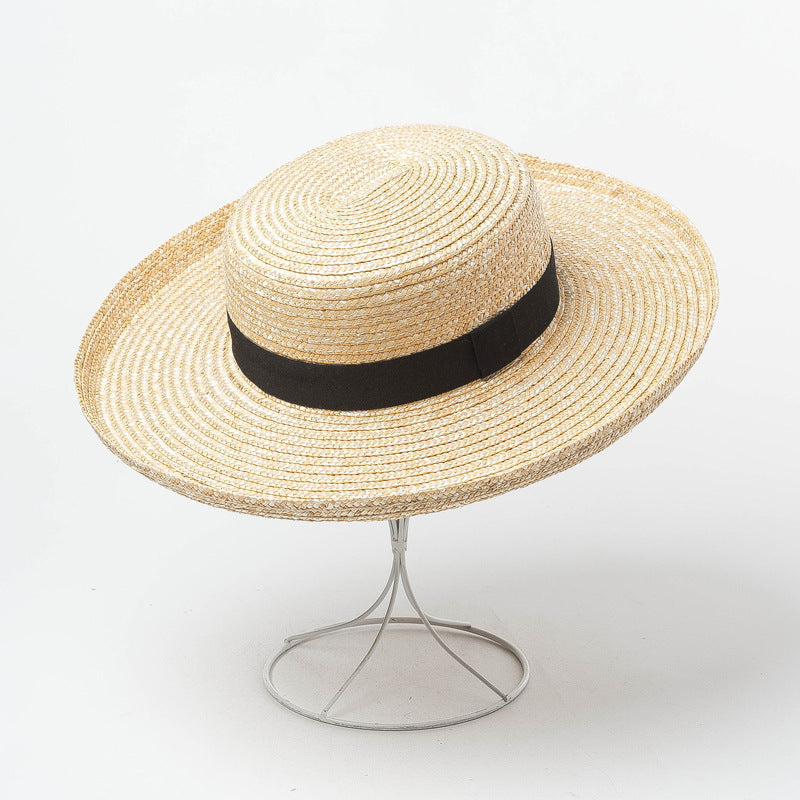 Flanged Flat Top Straw Hat Outdoor Travel