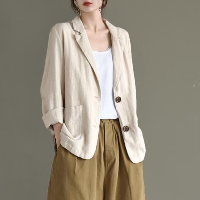 Women's Small Suit Jacket Spring Thin Casual Cotton And Linen