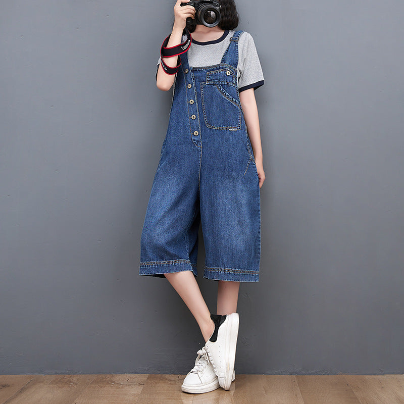 New Large Size Denim Overalls Loose And Slim