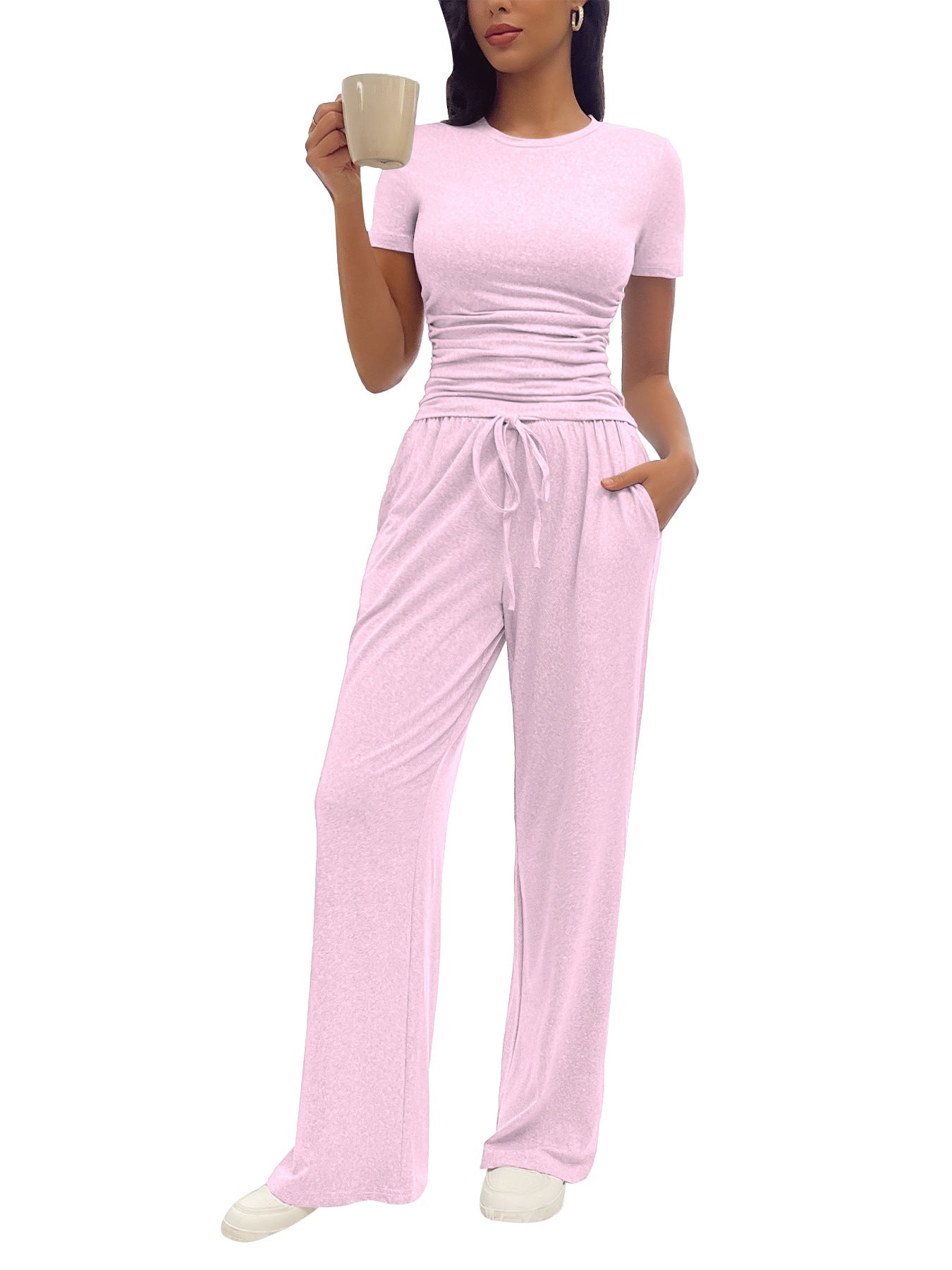 Women's Fashion Casual Pleated Short-Sleeve Set