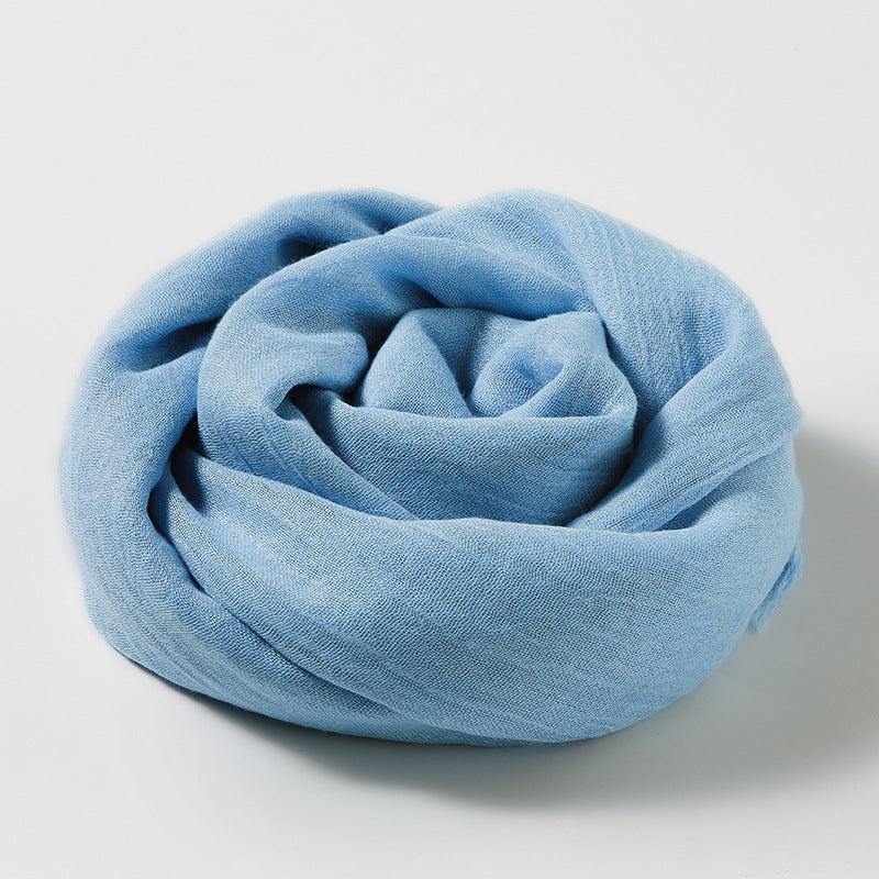 Artistic Sunscreen Solid Color Cotton And Linen Scarf