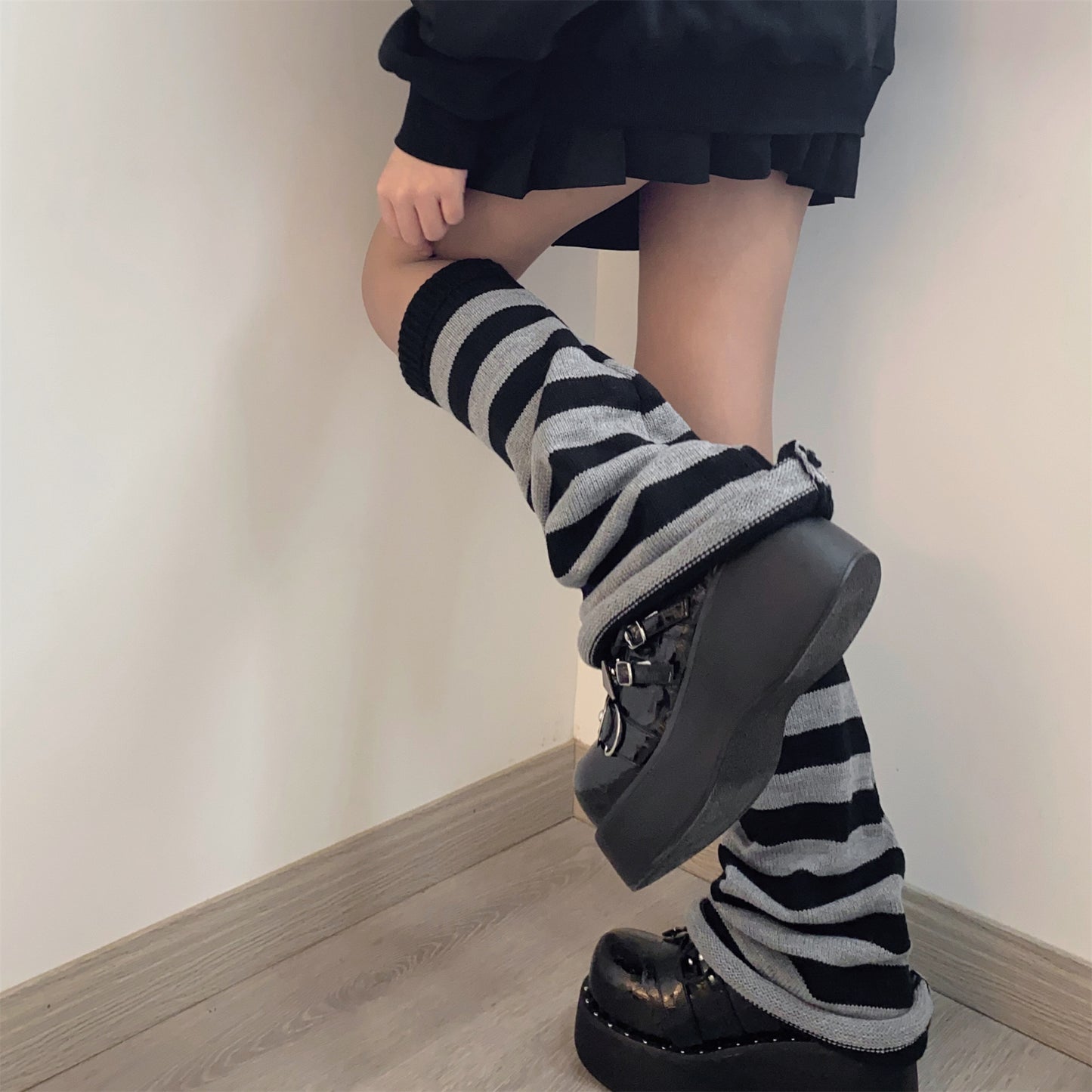 Vintage Striped British Style Flared Wide Leg Socks