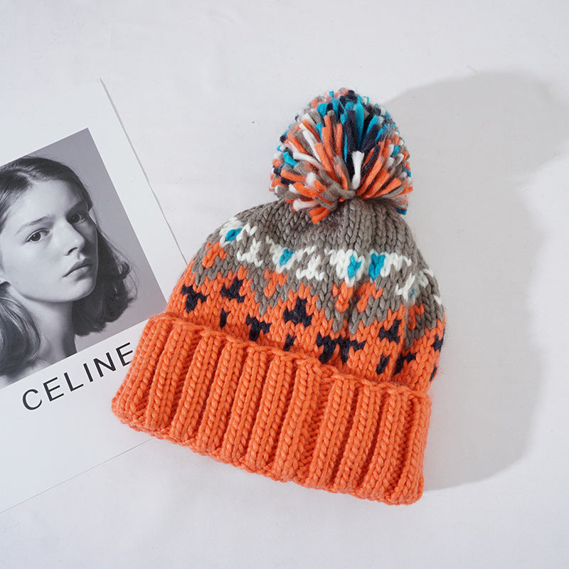 Fashionable Age Reducing Cute Fur Ball Knitted Hat