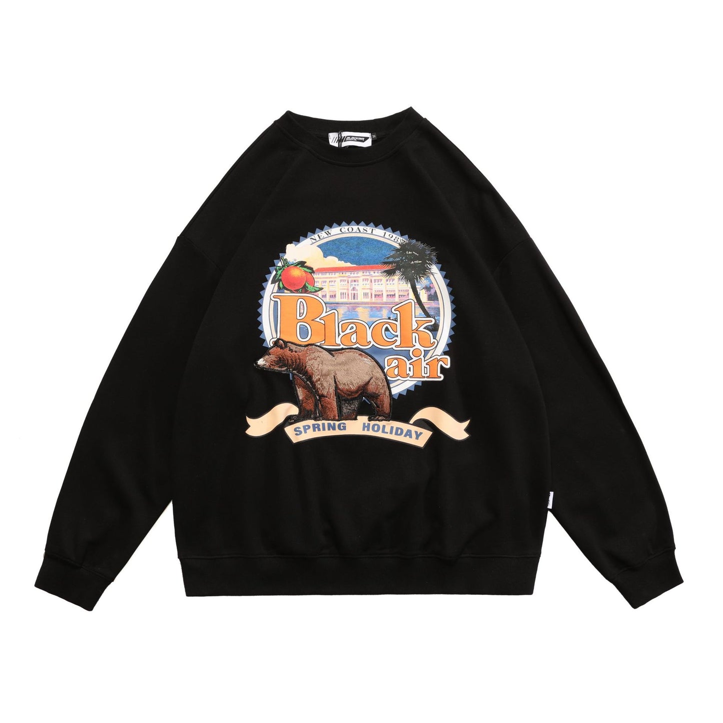Sweatshirt Retro Print Embroidered 3D Bear Long Sleeve T-Shirt