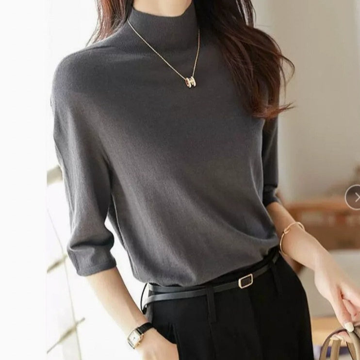 Women's Mid-sleeve Top, Base Layer, Thin Sweater